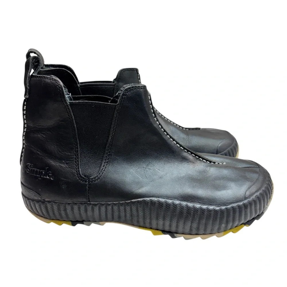 SIMPLE (FUTURE-PAST) QUALITY BLACK LEATHER SLIPON BOOTS Sz 10